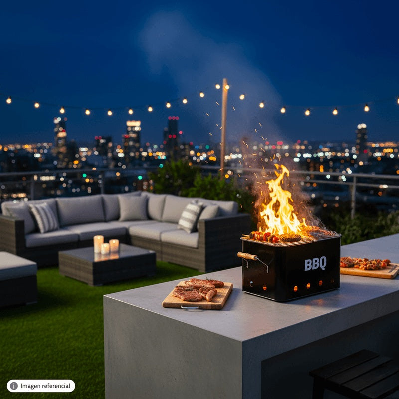 PARRILLA PORTATIL RECTANG 32X21X21CM BISTRO