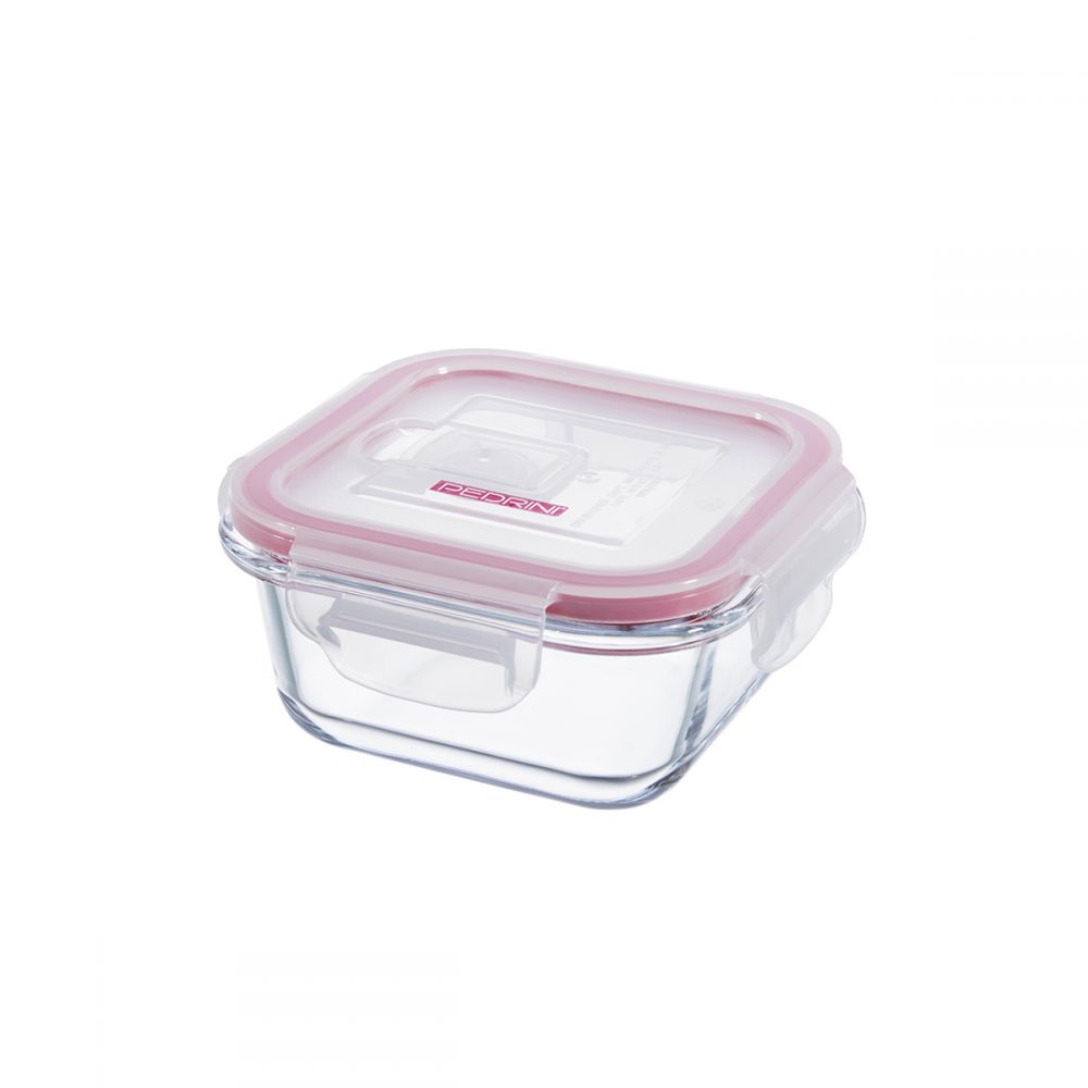 CONTENEDOR DE VIDRIO CUADRADO 300 ML PEDRINI