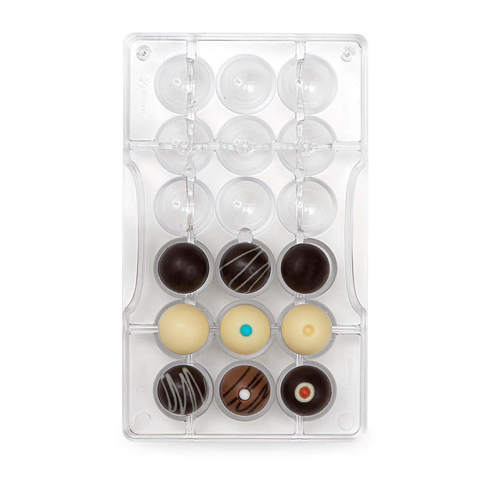 MOLDE DE CHOCOLATE SEMIESFERA 18 CAV DECORA