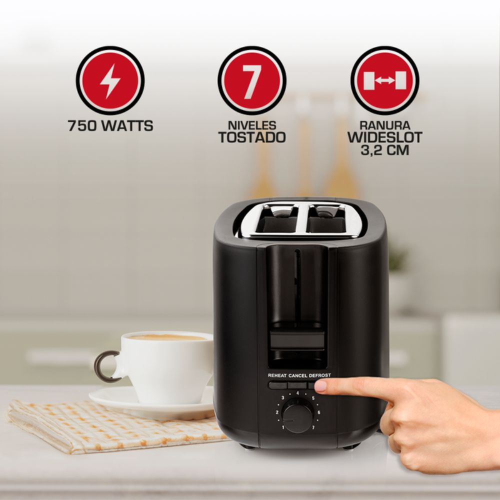 TOSTADOR NEGRO 2 REBANADAS TH-117 THOMAS