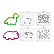 SET 2 CORTA GALLETA Y 4 PLANTILLAS DINOSAURIOS DECORA