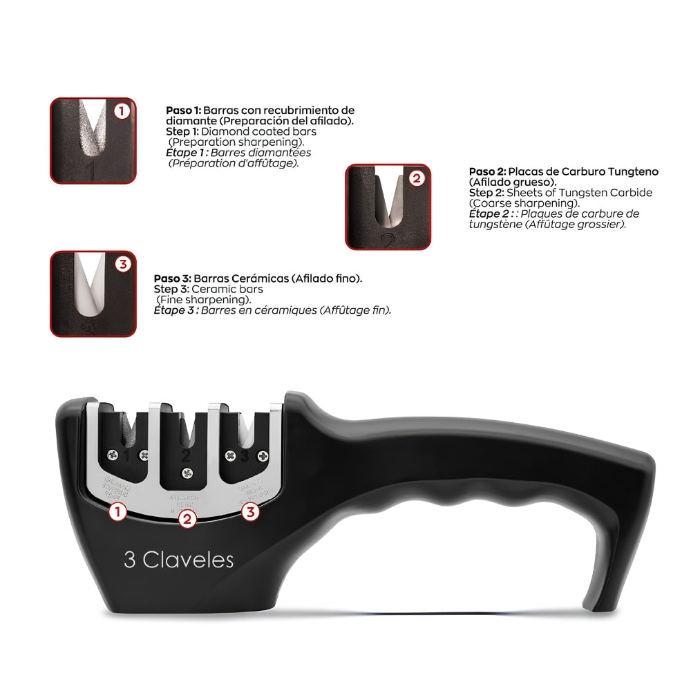 AFILADOR CUCHILLOS 20 CMS REF 9425 3 CLAVELES