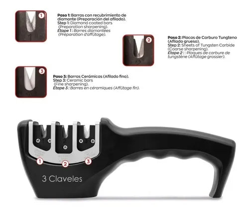 AFILADOR CUCHILLOS 20 CMS REF 9425 3 CLAVELES