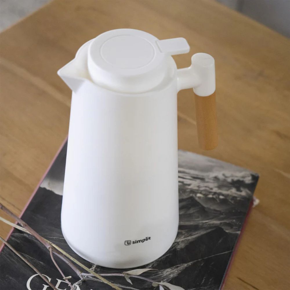 JARRA TERMO LIQUIDO INSULADO 1 LT BLANCO MANGO MADERA SIMPLIT