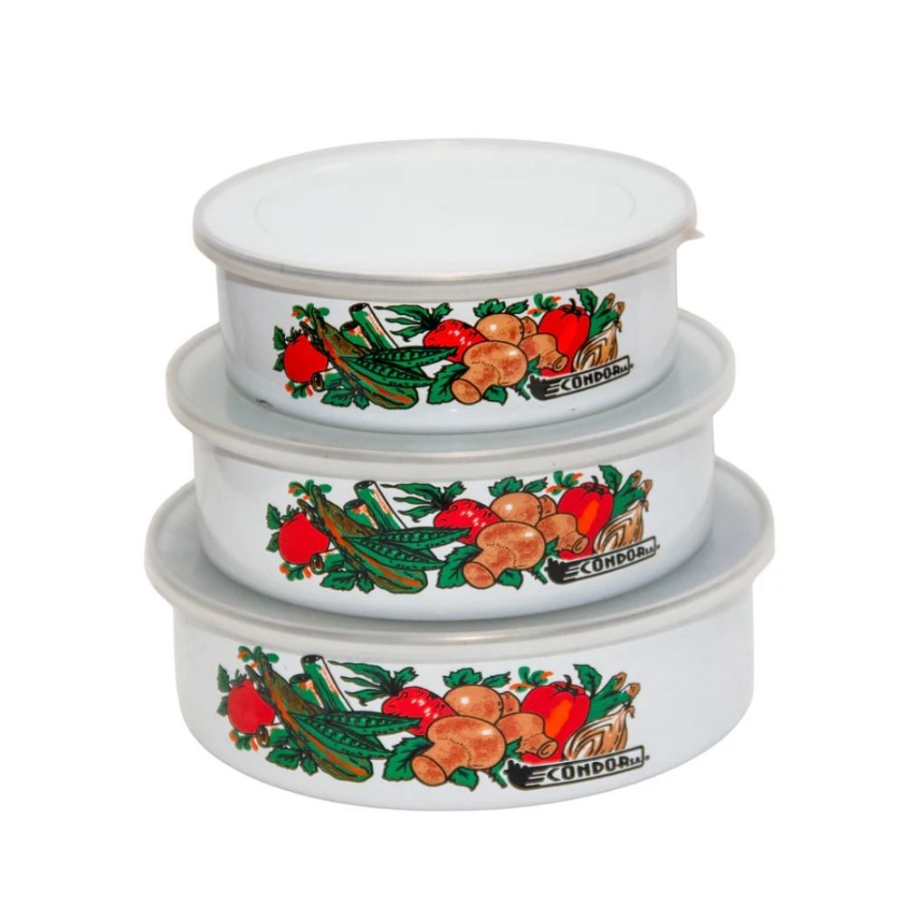 SET BOWLS CON TAPA ENLOZADOS 14-16-18 CM GRAND CHEF CONDOR