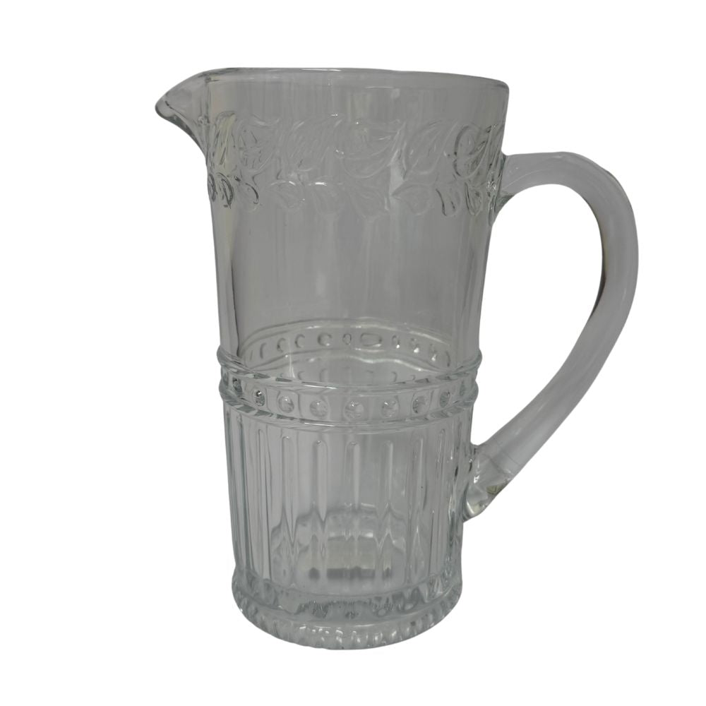 JARRO DE VIDRIO HOJITAS Y RAYAS 15 X 21 CM