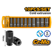 JUEGO DADOS IMPACTO []1/2 INGCO 10-24 MM LARGO