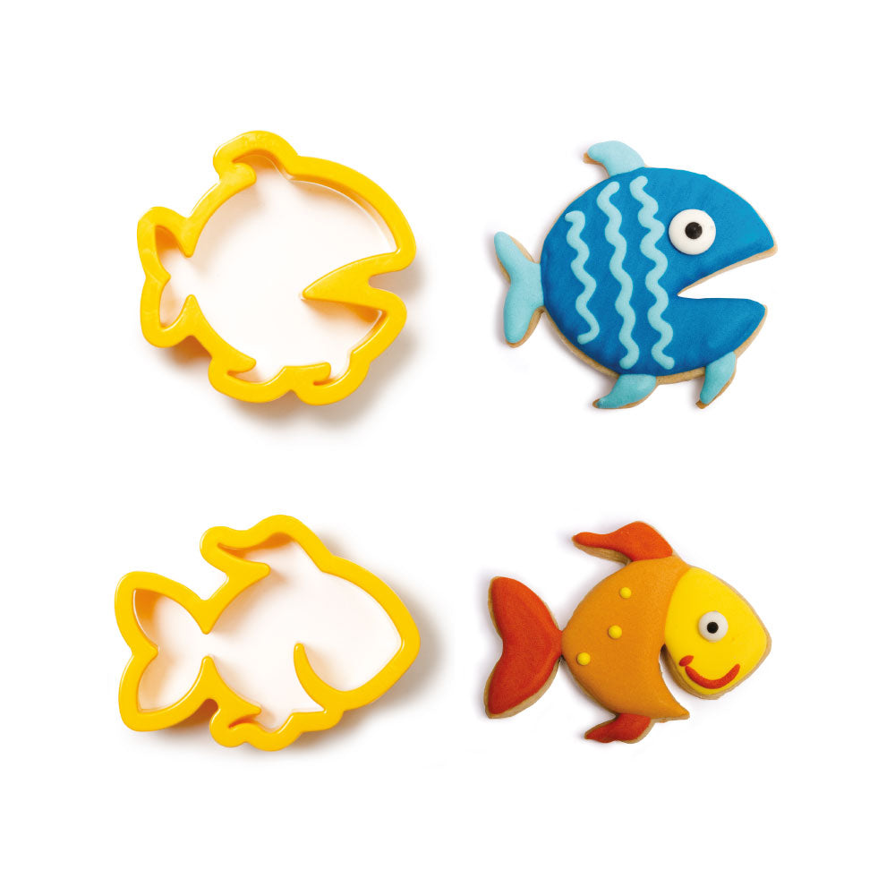SET 2 CORTA GALLETAS PECES DECORA