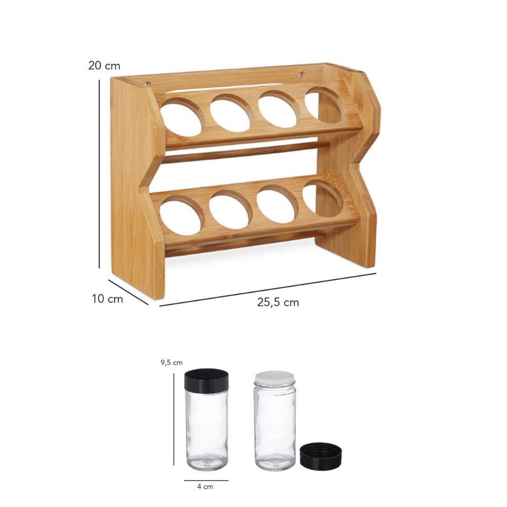 ESPECIERO SOPORTE MADERA 8 FRASCOS VIDRIO SIMPLIT