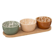 SET TABLA + 3 POCILLOS APERITIVO COLORES SECRET DE GOURMET