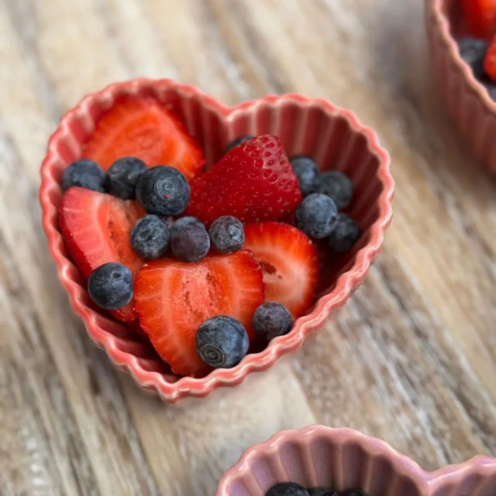 RAMEKIN CORAZON RAYITAS ROJO/SANDIA 10X10X4,5 H CM