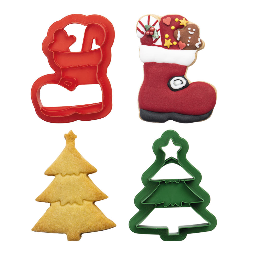 SET 2 CORTA GALLETA ARBOL DE NAVIDAD Y BOTA DECORA