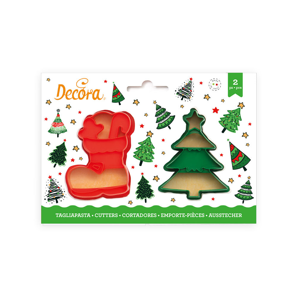 SET 2 CORTA GALLETA ARBOL DE NAVIDAD Y BOTA DECORA