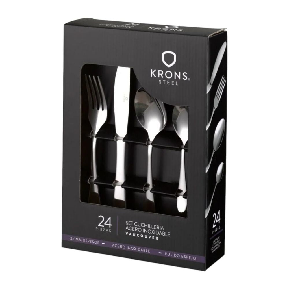 SET CUBIERTOS ACERO INOX CARNES 24 PZAS VANCOUVER KRONS