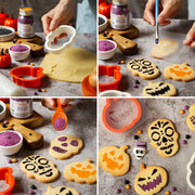 SET 2 CORTA GALLETA Y 4 PLANTILLAS CALABAZA/CALAVERA DECORA