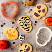 SET 2 CORTA GALLETA Y 4 PLANTILLAS CALABAZA/CALAVERA DECORA