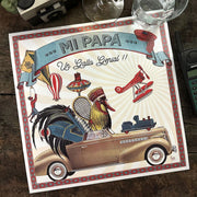 SET 12 PLATO BASE PERLADO UN GALLO GENIAL INDIGO DE PAPEL