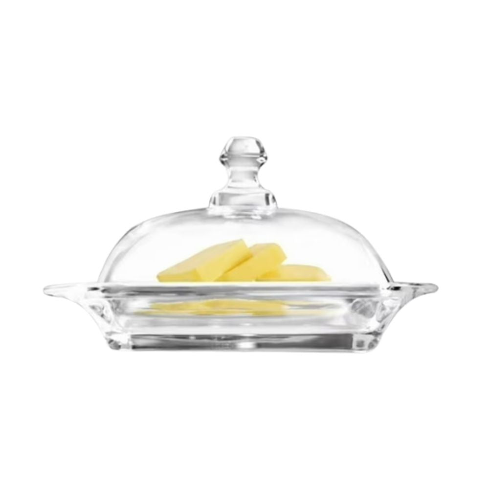 MANTEQUILLERA VIDRIO CON TAPA 17 CM ALLEGRA