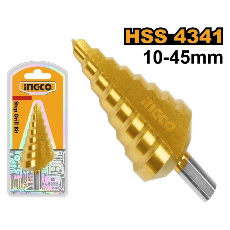 BROCA ESCALONADA INGCO 10-45 MM AKSDS10453