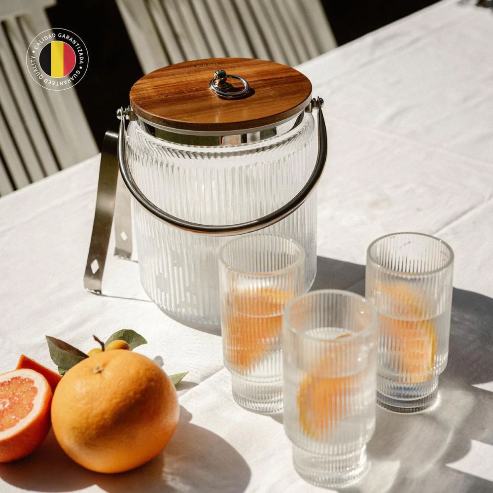 HIELERA VIDIRIO CHARLOTTE TAPA MADERA 3.8 LT SIMPLIT