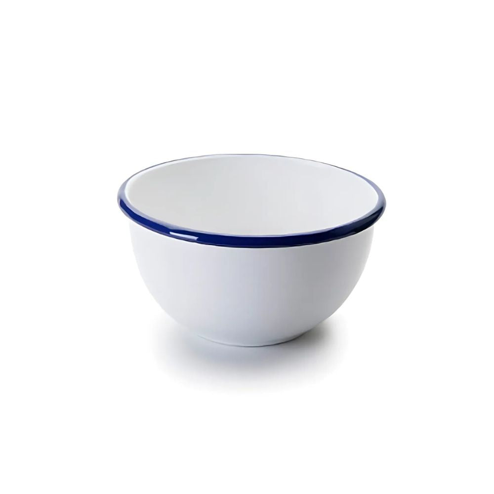 BOWL ACERO BLANCO ESMALTADO BORDE AZUL 12 CM IBILI