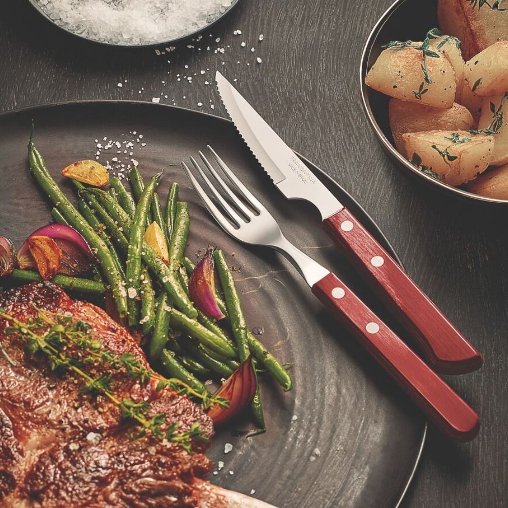 CUCHILLO CHULETERO 4" POLYWOOD ROJO TRAMONTINA