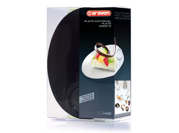 PLATO DEGUSTACION NEGRO (12 UN) #2743 ARAVEN