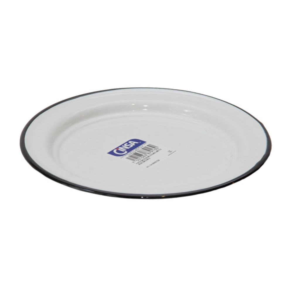 PLATO 26 CM ENLOZADO BLANCO RUSTIK CINSA