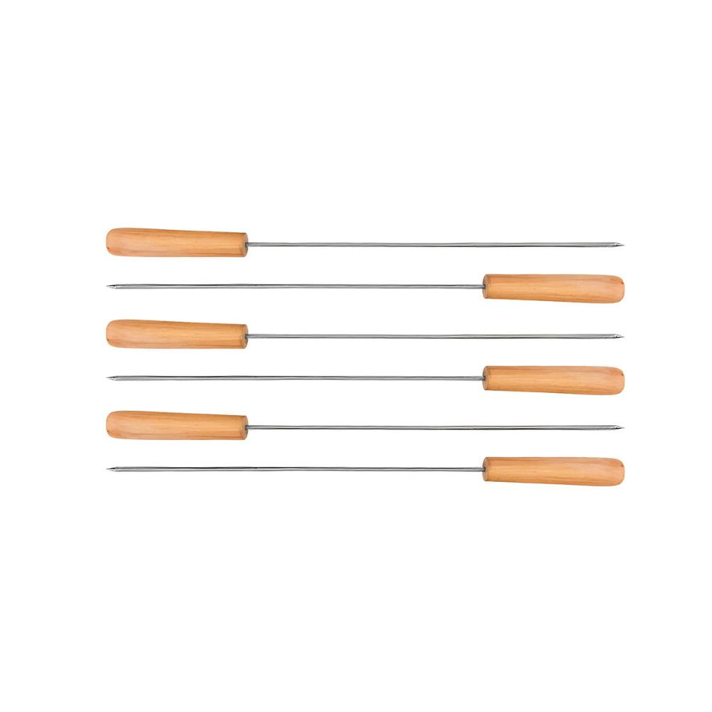 SET 6 FIERROS ANTICUCHOS M/MADERA GRILLTECH