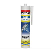 SILICONA ACETICA CON FUNGICIDA TRANSPARENTE BAÃO/COCINA 280 ML SOUDAL