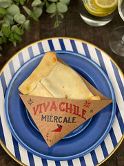 SET 12 ESTUCHES DE EMPANADA VIVA CHILE INDIGO DE PAPEL