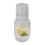 JARRA AGUA CON VASO VIDRIO LINEAS TALLADO 550 ML